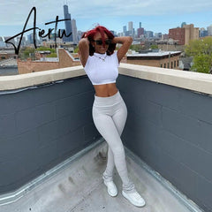 Aiertu Y2K Pants Streetwear Women Legging Fashion Solid Ruched Stacked High Waist Sweatpants Casual Trousers Pencil Pants Jogging Aiertu