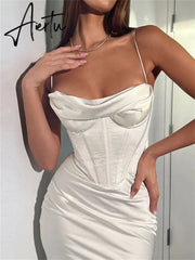 Aiertu Y2k Robe Sleeveless Bodycon Midi Dresses for Woman Summer Evening Party Sling Elegant Green Women's Sexy Dress Aiertu