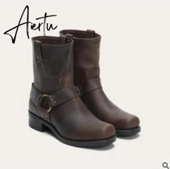 Aieru Winter New Style Men's Shoes Hot Style Retro Middle Tube Men's Boots Casual Men's Shoes Mens Boots Men Shoes Shoes for Men Aiertu