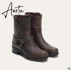 Aieru Winter New Style Men's Shoes Hot Style Retro Middle Tube Men's Boots Casual Men's Shoes Mens Boots Men Shoes Shoes for Men Aiertu