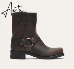 Aieru Winter New Style Men's Shoes Hot Style Retro Middle Tube Men's Boots Casual Men's Shoes Mens Boots Men Shoes Shoes for Men Aiertu