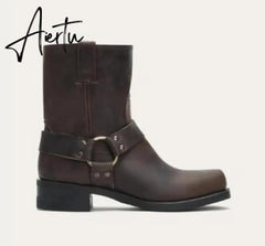 Aieru Winter New Style Men's Shoes Hot Style Retro Middle Tube Men's Boots Casual Men's Shoes Mens Boots Men Shoes Shoes for Men Aiertu