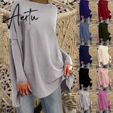Aieru Woman Tshirts Solid Basic Casual Loose Pullover Long Sleeve T-shirt Tops Oversized T Shirt Aiertu