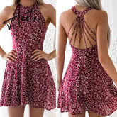 Aieru Womens Boho Beach Summer Holiday tumblr Sundress Halter Floral Mini Dress Ladies Slim Sleeveless vestido playa Aiertu