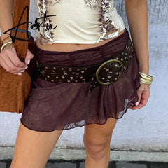 American Retro Grunge Belts PU Leather Rivet Metal Ring Hollow Out Adjustable Belts Y2K Aesthetic Cyber Edgy Techno Accessories Aiertu