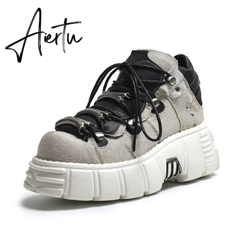 Autumn and winter new women's shoes fashion british Street style Lace up design knight Martin locomotive short boots 41-45 Aiertu