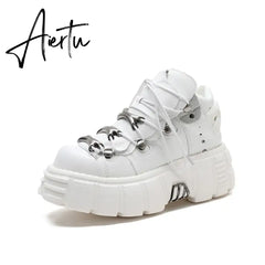 Autumn and winter new women's shoes fashion british Street style Lace up design knight Martin locomotive short boots 41 Aiertu