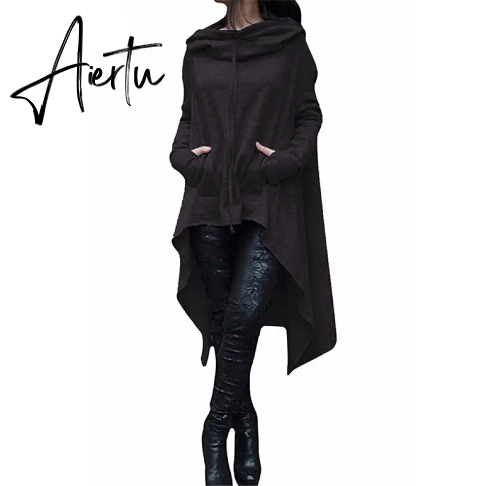 Autumn Winter Long Hoodies Sweatshirts Women Plus Size Loose Long Sleeve Hooded Sweatshirt Female Casual Pullover Hoodie Aiertu