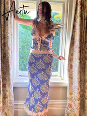 Autumn Women Lace Patchwork V-Neck Long Dress For Women Elegant Outfits Bandage Backless Slim Femme Party Dress Aiertu