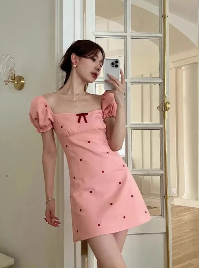 Aiertu Pink Floral Bloom Dress Aiertu