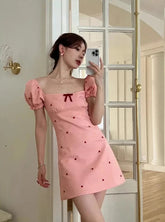 Aiertu Pink Floral Bloom Dress Aiertu