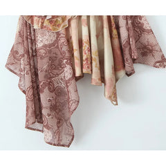 Aiertu - New Women Vintage Print Irregular Hem Sling Summer Beach Dresses Sexy Backless Sleeveless V Neck Short Holiday Dress Aiertu