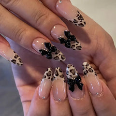 Aiertu Pink French Style Fake Nails 3D Bowknot Designs Short Square Press on Nails Sweet Korean Fashion False Nails for Women and Girls Aiertu