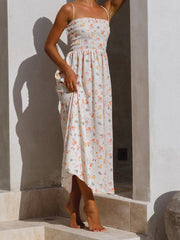Aiertu - Elegant Maxi Dress with Boho Floral Print Adjustable Spaghetti Straps and Flowy Silhouette for Summer Beach Wedding or Aiertu