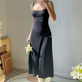 Aiertu - Black Bodycon Ribbed Maxi Dress Aiertu