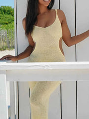 Aiertu Backless Cutout Scoop Neck Cover-Up Dress Aiertu