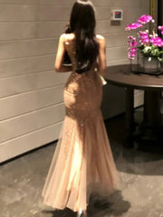 Aiertu - Sexy Sequin Womens Dresses Elegan Mesh Patchwork Wedding Evening Party Mermaid Dress Summer Spring Female Vestidos Long Robe New Aiertu