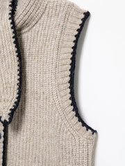 Aiertu Women Fashion Khaki Single Breasted Knitted Vest Tank Tops Vintage Bowed Neck Sleeveless Female Chic Lady Top Aiertu