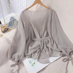 Aiertu Harajuku Chiffon Shirts Women Solid Casual Sun Protection Cardigan Summer Loose All Match Thin Sunscreen Blouses Coat New Aiertu