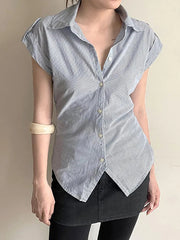 Aiertu -Striped Contrast Slim-Fit Button-Up Shirts aiertu