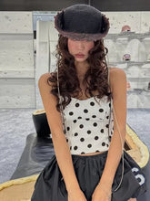 Aiertu - Puss Sweet 2-Piece Set Women Y2K Polka Dots Low-Neck Camisole Tops+Digital Clouds Puffy Skirt Hottie Sexy Matching Suits Aiertu