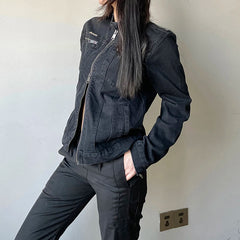 Aiertu - Punk Style Jeans Jacket Women Streetwear Stylish Y2K Casual Zipper Denim Coat Harajuku Vintage Winter Outwear Korean Aiertu