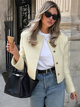 Aiertu - layered look inspo Casual Jackets Women Slim Round Neck Single Breasted Long Sleeves Coats Female Autumn Winter Fashion Solid Outwears Lady Aiertu