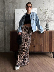 Aiertu - Summer New Women's Leopard Print Midi Skirt High Waist Fishtail Skirt Fashion Foreign Trade Casual Half length Skirt Aiertu