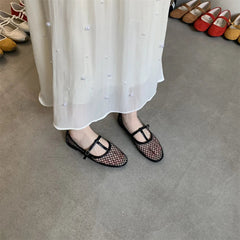 Aiertu - Summer Designer Cosy Mesh Heels Women Flat Shoes Fashion Round Toe Buckle Strap Casual Outdoor Dress Sandals Aiertu
