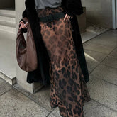 Aiertu - Mesh Stitching Leopard Sexy See-Through Long Skirt Female Animal Print Slim High Waist Skirts Hot Girl Fashion Streetwear Aiertu