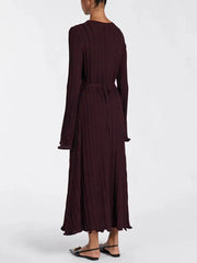 Aiertu - Knitted Long Dress Female Fall Winter New Casual Retro High Waist Rib Sweater Bodycon Dresses Lady Holiday Party Outfits Aiertu