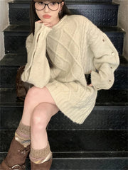 Aiertu - Winter Oversize Sweaters Women Apricot Thicken Loose Daily Knitted Office Lady Pullovers Fashion Casual All Match Aiertu