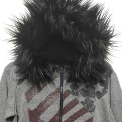 Aiertu - Winter American Style Personality Printed Warm Hoodies Simplicity Fashion Design Loose Sweatshirts Fur Collar Tops Aiertu