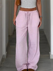 Aiertu Streetwear Striped Print Loose Trousers Lace-up Joggers Fashion Y2K Baggy Pants Basic Aesthetic 90s Cute Bottoms Aiertu