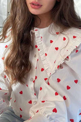 Aiertu - Sweet Print Patchwork Peter Pan Collar Tops Aiertu