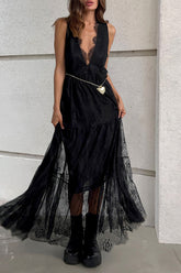 Aiertu -Sexy Lace V Neck Lace Dress Dresses aiertu