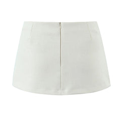 Aiertu - Women Slit Hem Low Waist Mini Skirt American Vintage All-match Package Hips Short Skirts Back Zipper With Shorts Underwear Aiertu