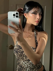 Aiertu - Sexy Women Halter Neck Leopard Print Corset 2026 Summer Female Fashion Backless Bandage Crop Tops High Street Skinny Tank Top Aiertu