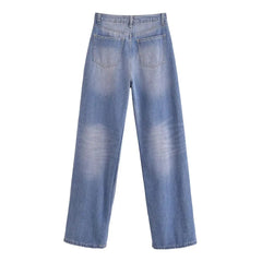 Aiertu - American hot girl mid-waist straight jeans women's spring and autumn new loose slim mopping pants Aiertu