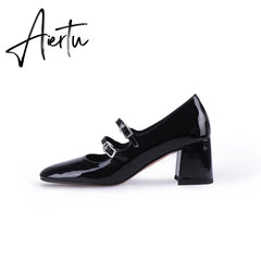 Basic Design Women Pumps With Buckle Mary Janes High Heels Spring Fall Simple Shoes Summer Sandals Heeled Daily Shoes Aiertu