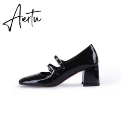 Basic Design Women Pumps With Buckle Mary Janes High Heels Spring Fall Simple Shoes Summer Sandals Heeled Daily Shoes Aiertu