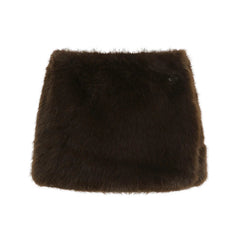 Aiertu - Stylish One Piece Buttoned Short Skirt Women High Street Faux Fur Low Waist Brown Wrap Mini Skirt Party Clubwear Sexy Aiertu