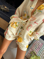 Aiertu - Women s 2 Piece Club Outfits Sexy Off Shoulder Ruffle Crop Tops High Waist Wide Leg Pants Sets Floral Print Summer Beachwear Aiertu
