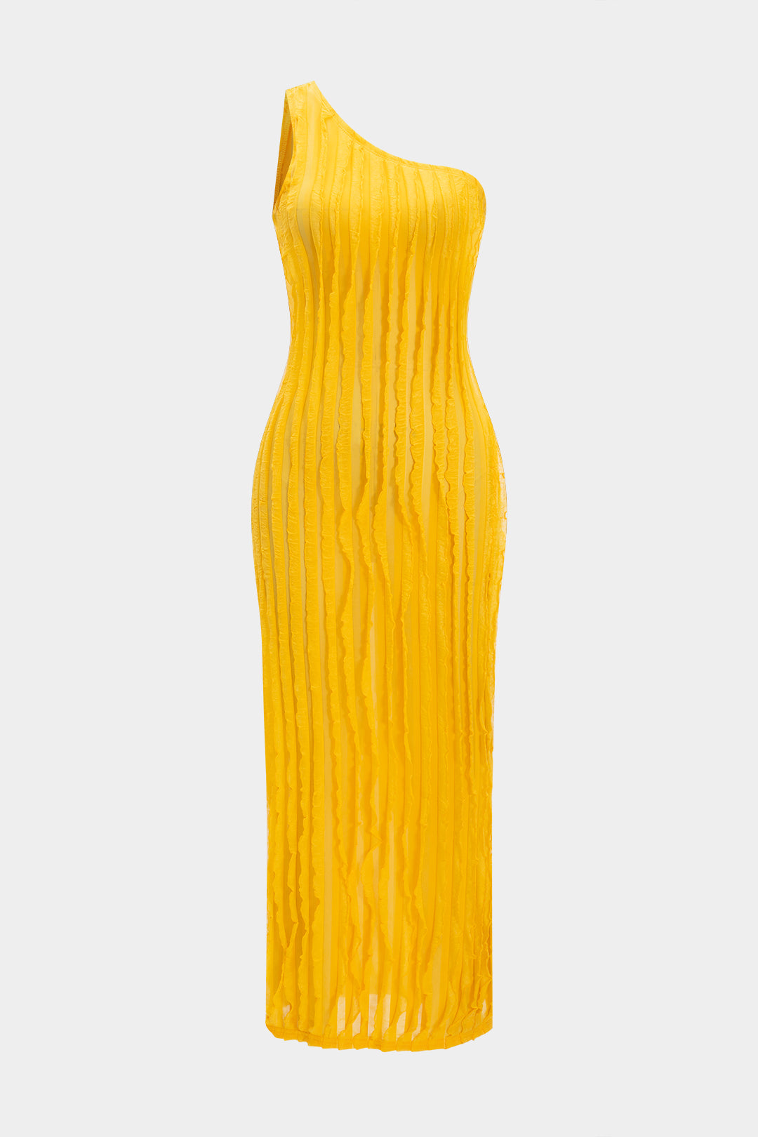 Aiertu - One-Shoulder Ruffle Sleeveless Slit Midi Dress Aiertu