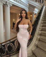 Aiertu - Sexy Print Knitted Maxi Dress Women Off Shoulder Bodycon Slim Backless Party Dresses Fashion Lady Beach Vacation Robe Aiertu