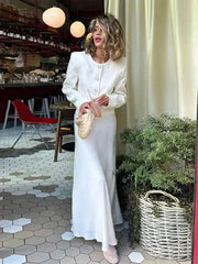 Aiertu - Elegant Round Neck Single Breasted Fashion Long Sleeved Jacket Women Solid Casual Small Outerwear 2026 Autumn New Ladies Coat Aiertu
