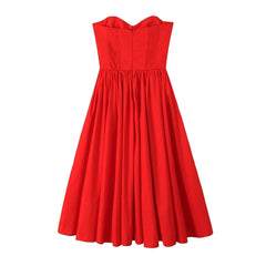 Aiertu - Summer New Sicilian Style Stunning Ltalian Tomato Red Sexy Tube Top Dress European And American Style Street Fashion Dress Aiertu
