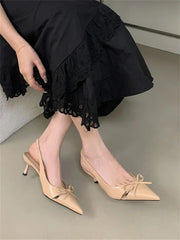 Aiertu - High Quality Design Butterfly-knot Women Pumps Pointed Toe Thin Low Heels Wedding Party Mule Shoes Aiertu