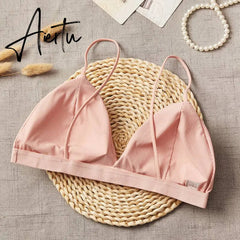 Beauty Back Bra Sexy Deep V-Neck Solid Tube Top Summer Women Seamless Tank Top Underwear Aiertu
