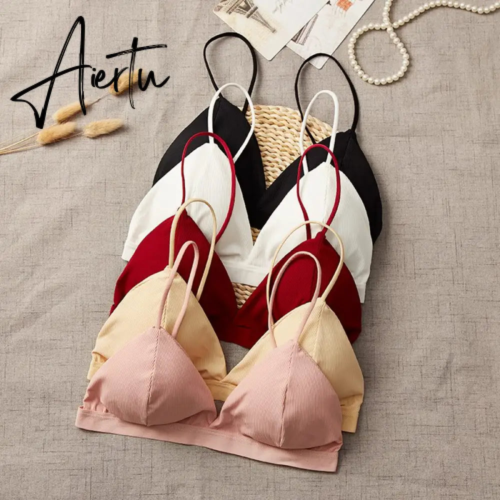 Beauty Back Bra Sexy Deep V-Neck Solid Tube Top Summer Women Seamless Tank Top Underwear Aiertu